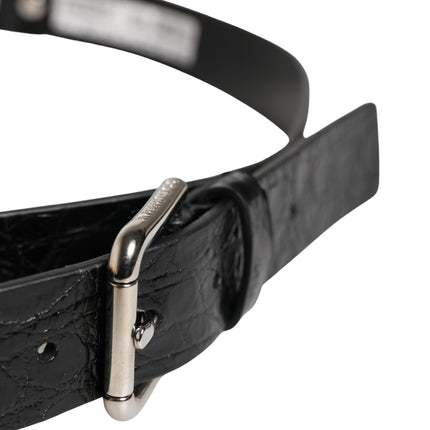 Dolce & Gabbana Black Exotic Leather Silver Metal Buckle Belt