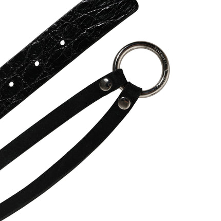 Dolce & Gabbana Black Exotic Leather Silver Metal Buckle Belt
