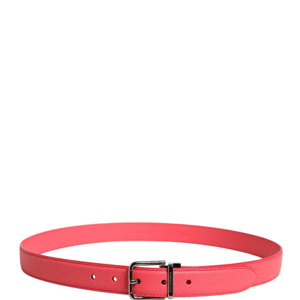 Dolce & Gabbana Pink Calf Leather Silver Metal Buckle Belt