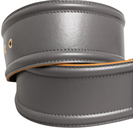 Patrizia Pepe Gray Genuine Leather Square Silver Metal Buckle Belt