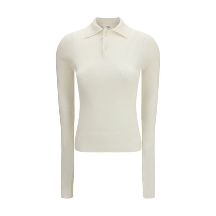 RIER White Silk Polo Shirt