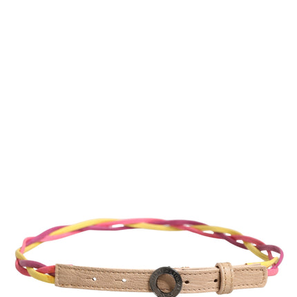 Costume National Multicolor Twisted Leather Circle Buckle Belt
