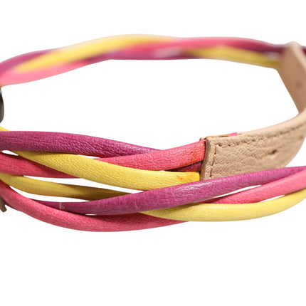 Costume National Multicolor Twisted Leather Circle Buckle Belt