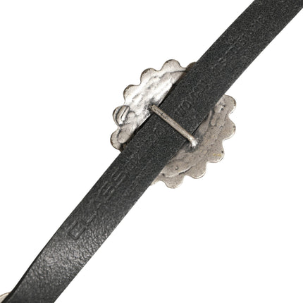 Cavalli Class Black Turquoise Leather Embellished Oval Buckle Belt
