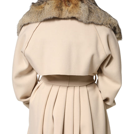 Dolce & Gabbana Brown Fur Shoulder Collar Neck Wrap Scarf
