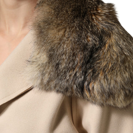 Dolce & Gabbana Brown Fur Shoulder Collar Neck Wrap Scarf
