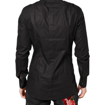 Dolce & Gabbana Black GOLD Cotton Collared Formal Dress Shirt