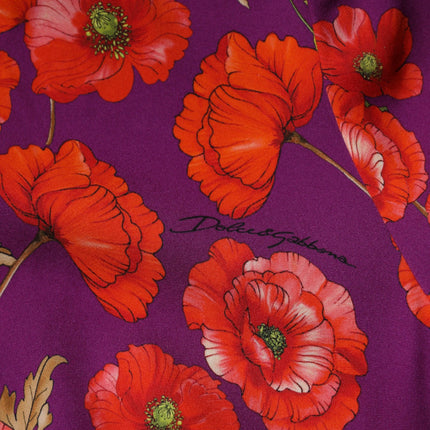 Dolce & Gabbana Purple Silk Floral Print Midi Sheath Dress