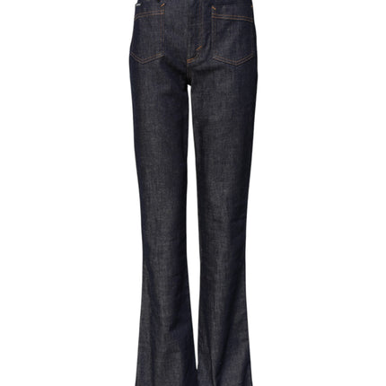 Dolce & Gabbana Dark Blue Cotton Flared Wide Leg Denim Jeans Dolce & Gabbana