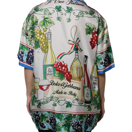 Dolce & Gabbana Multicolor Short Sleeve Silk Food Shirt Top