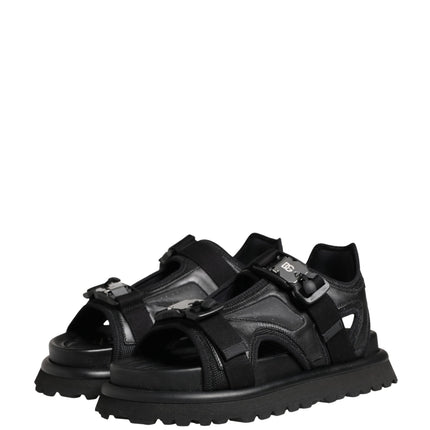 Dolce & Gabbana Black Logo Detailed Men Chunky Sandals Shoes