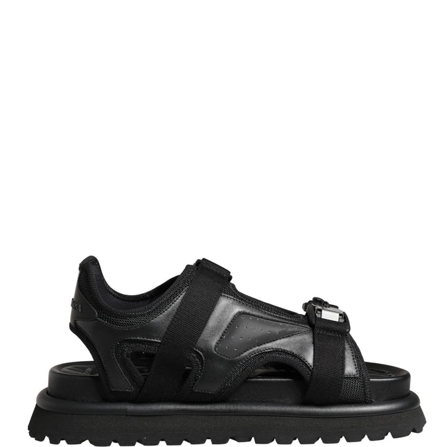 Dolce & Gabbana Black Logo Detailed Men Chunky Sandals Shoes