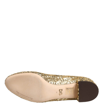 Dolce & Gabbana Gold Sequined Short Boots Stretch Shoes