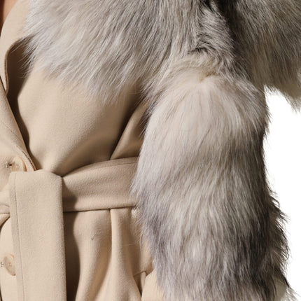 Dolce & Gabbana White Fox Fur Neck Wrap Warmer Winter Scarf