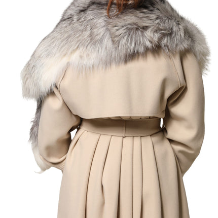 Dolce & Gabbana White Fox Fur Neck Wrap Warmer Winter Scarf