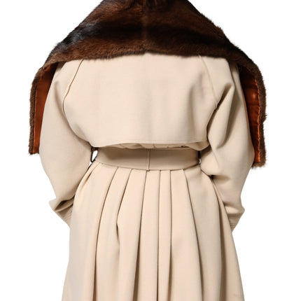 Dolce & Gabbana Black Brown Stripe Fur Shawl Wrap Scarf