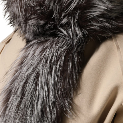 Dolce & Gabbana Gray Fox Fur Neck Wrap Warmer Winter Scarf