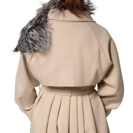 Dolce & Gabbana Gray Fox Fur Neck Wrap Warmer Winter Scarf