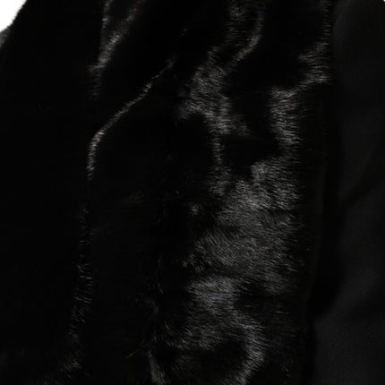 Dolce & Gabbana Black Fur Shawl Neck Wrap Cover Collar Scarf