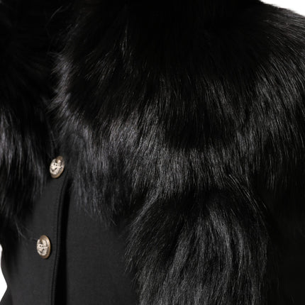 Dolce & Gabbana Black Fox Fur Neck Wrap Warmer Winter Scarf