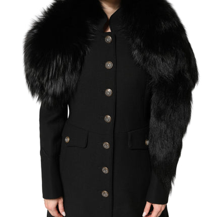 Dolce & Gabbana Black Fox Fur Neck Wrap Warmer Winter Scarf