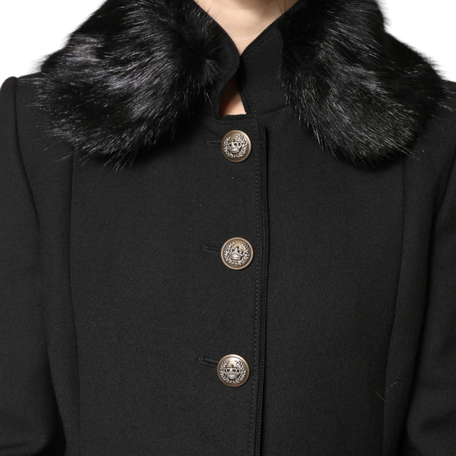 Dolce & Gabbana Black Fur Shawl Neck Wrap Cover Collar Scarf