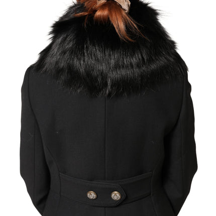 Dolce & Gabbana Black Fur Shoulder Collar Wrap Shawl Scarf