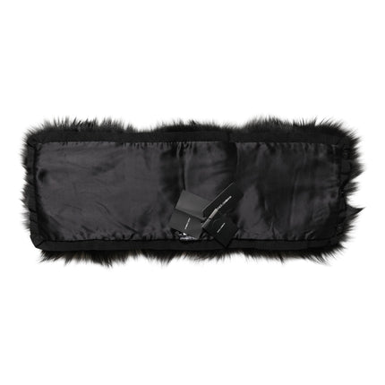 Dolce & Gabbana Black Fur Shoulder Collar Wrap Shawl Scarf