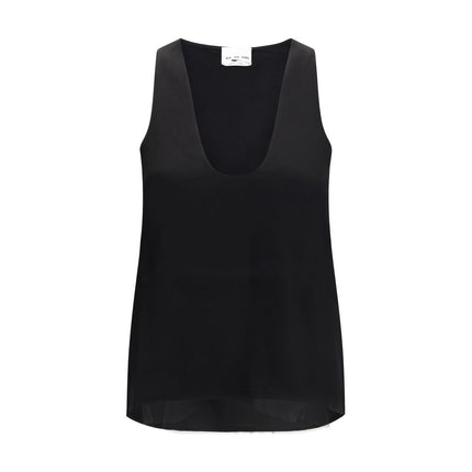 SA SU PHI Black Silk Sleeveles T-Shirt
