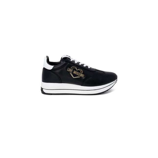 Love Moschino Black Leather Low Top Sneakers