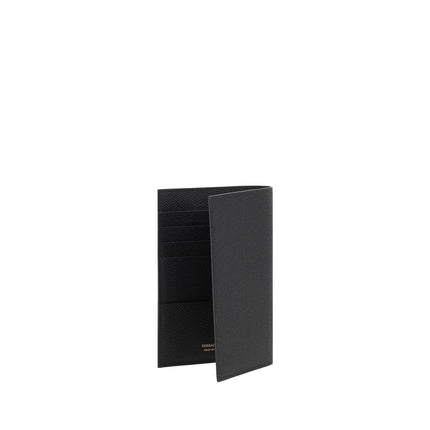 Ferragamo Black Calf Leather Bos Taurus Wallet