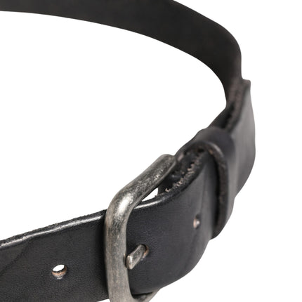 Daniele Alessandrini Men Black Leather Metal Buckle Belt
