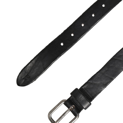 Daniele Alessandrini Men Black Leather Metal Buckle Belt