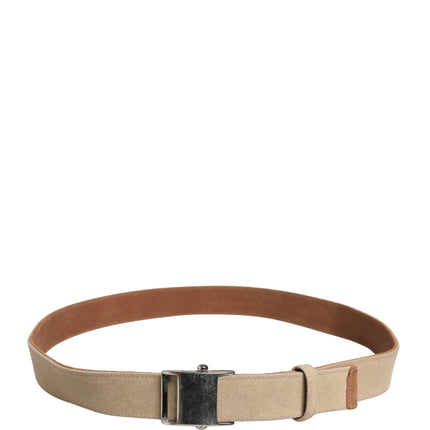 GF Ferre Men Beige Canvas Silver Metal Buckle Cintura Belt