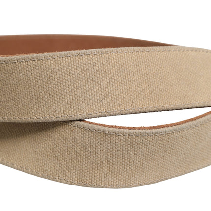 GF Ferre Men Beige Canvas Silver Metal Buckle Cintura Belt