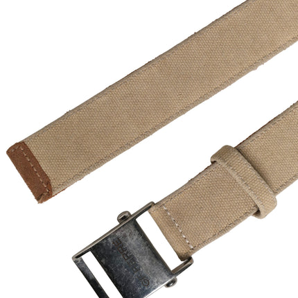 GF Ferre Men Beige Canvas Silver Metal Buckle Cintura Belt