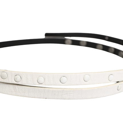 Costume National White Leather Studded Cintura Belt