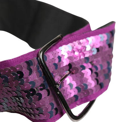 GF Ferre Women Purple Sequined Silver Metal Buckle Belt
