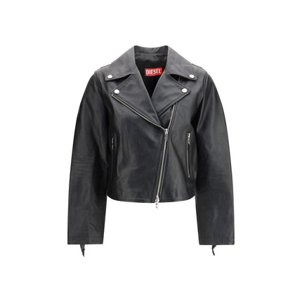 Diesel Black Calf Leather Bos Taurus Leather Jacket
