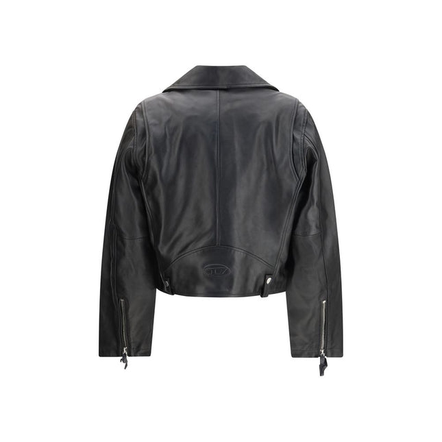 Diesel Black Calf Leather Bos Taurus Leather Jacket
