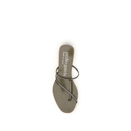 Pedro García Brown Calf Leather Bos Taurus Flat Sandals