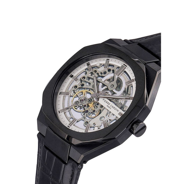 Pierre Cardin Black Leather Dress Watch