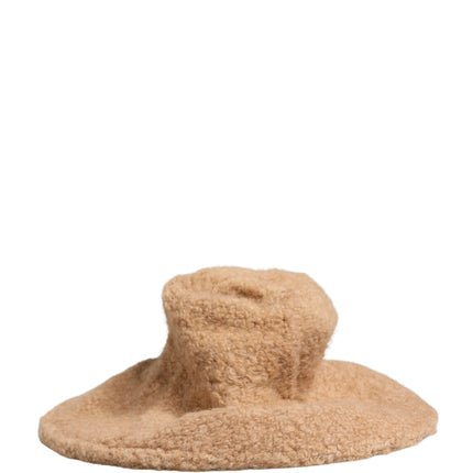 Dolce & Gabbana Beige Virgin Wool Fur Women Knitted Capello Hat