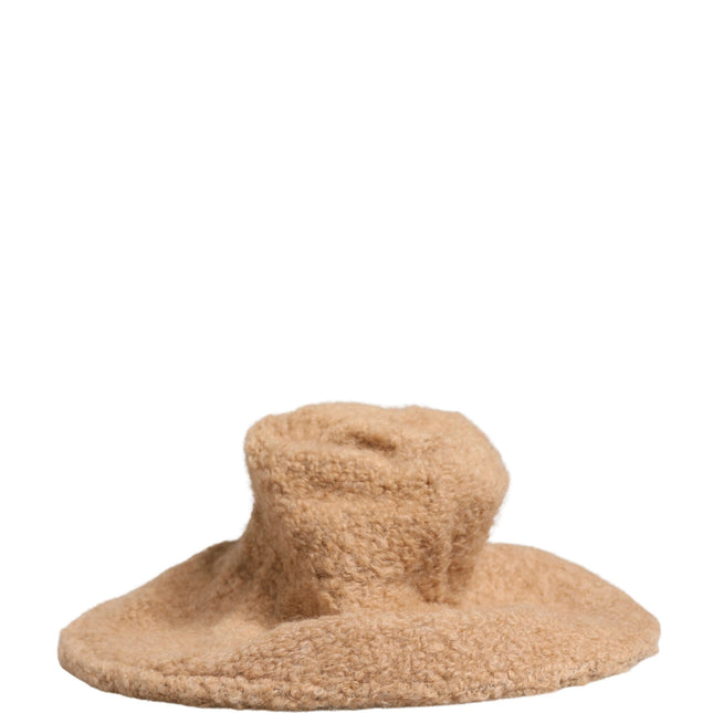Dolce & Gabbana Beige Virgin Wool Fur Women Knitted Capello Hat