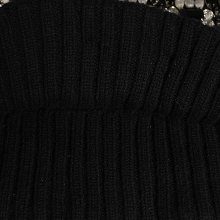Dolce & Gabbana Black Wool Crystal Embellished Balaclava Hat
