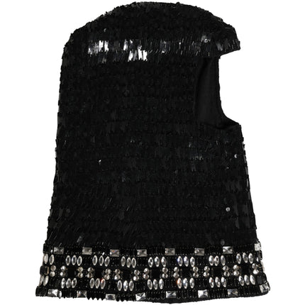 Dolce & Gabbana Black Wool Crystal Embellished Balaclava Hat