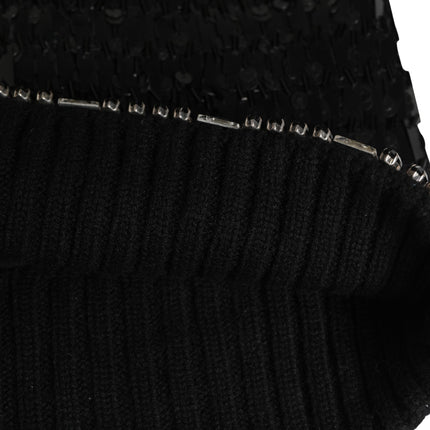 Dolce & Gabbana Black Wool Crystal Embellished Balaclava Hat
