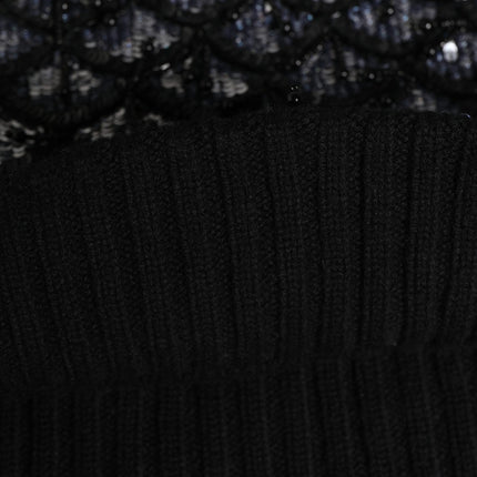 Dolce & Gabbana Black Wool Crystal Embellished Balaclava Hat
