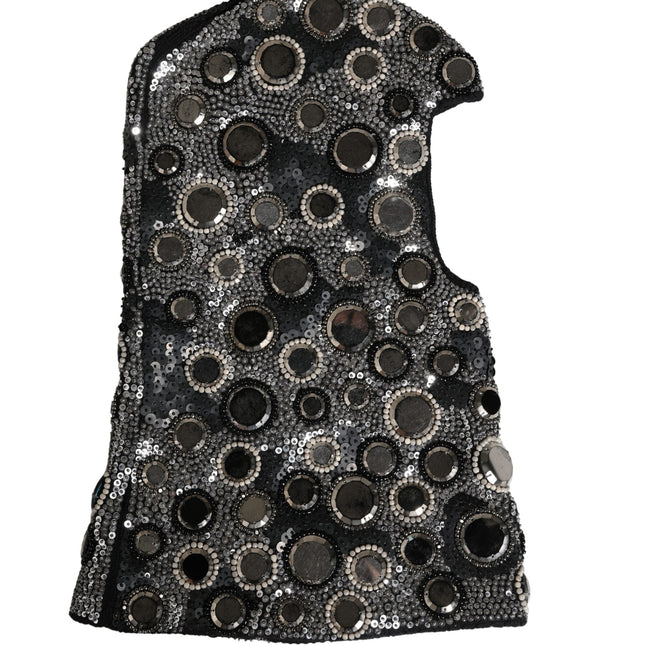 Dolce & Gabbana Black Wool Crystal Embellished Balaclava Hat