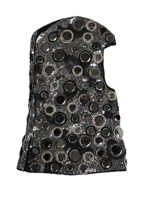Dolce & Gabbana Black Wool Crystal Embellished Balaclava Hat